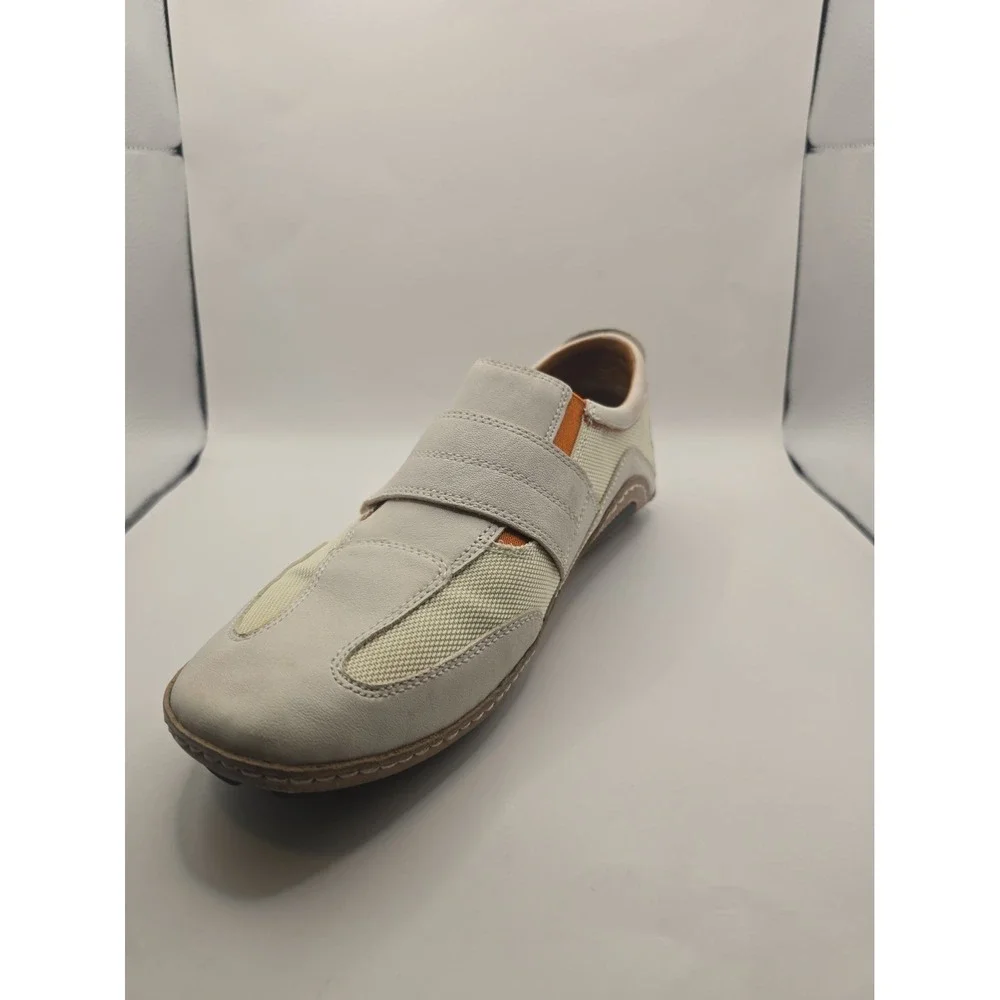 Cole Haan Mens Driving Shoes Size 9.5M White Leather With Orange